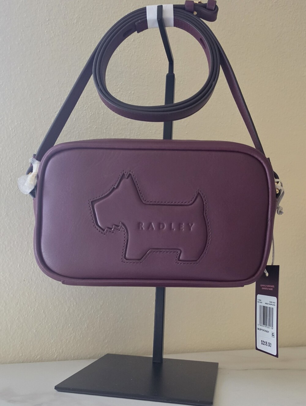 Radley London Hadley Lane Applique Dog Small Leather Crossbody Bag Burgundy NWT